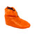 close up side view of adjustable orange shell lightweight, comfortably warm, synthetic insulated, moisture controlled sock shoe boot with a charcoal grey interior