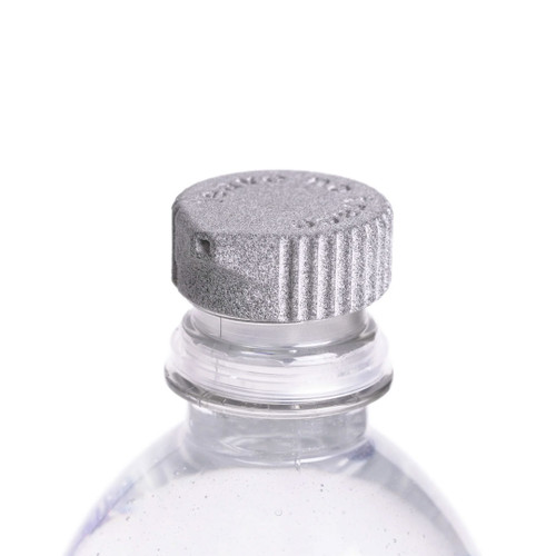 Silver bottle cap bidet on a water bottle