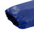 close up top view of a navy shell light weight synthetic sleeping bag quilt with a black interior