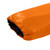 close up top view of burnt orange shell light weight synthetic sleeping bag quilt with a black interior