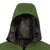 close view of a warm, hood, from a men's forest shell lightweight, warm, wind protection, and, moisture resistant, insulated, jacket with charcoal liner