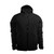 front view of men's outcast black/black outcast jacket with hood