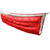 side view of a red shell lightweight down under-quilt for hammock with a white interior