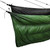 top and bottom view of a forest green shell lightweight down under-quilt for hammock with a black interior