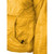 close up view of a hidden adjustable shock cord for waist from a women's yellow shell, lightweight, synthetic insulated, warm temperature, durable, pullover zip up jacket with a charcoal liner