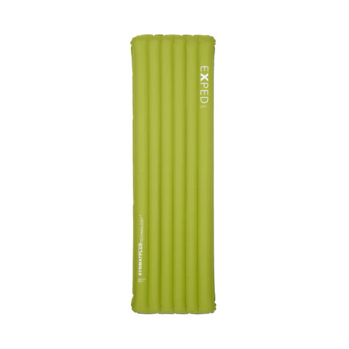 front view of a green lightweight, comfortable, packable sleeping pad used for outdoor adventures