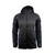 front view of women's outcast black/black outcast jacket with hood